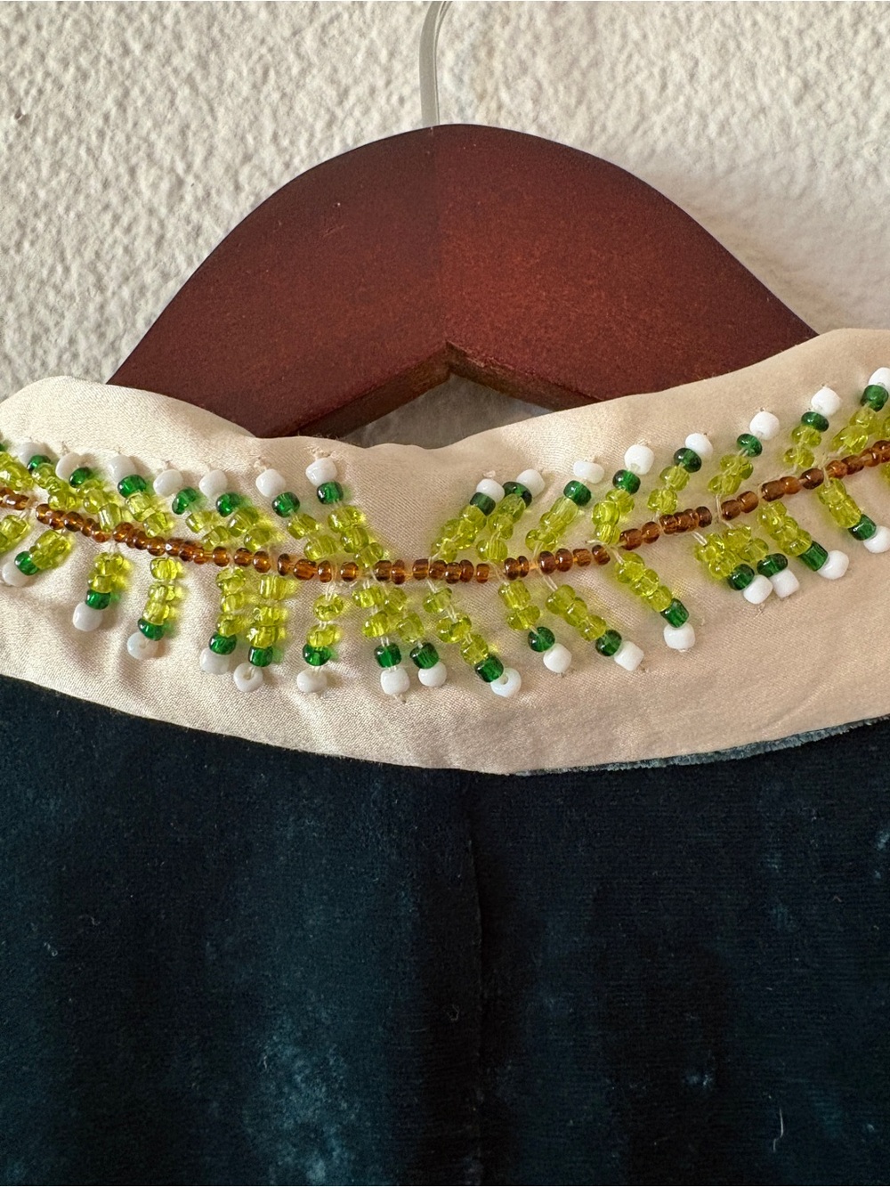 We Are Replay Teal Velvet Blazer with Cream Embroidered & Beaded Trim - Picture 8 of 9